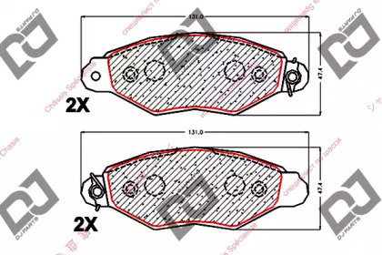 Комплект тормозных колодок, дисковый тормоз DJ PARTS BP1915